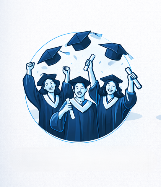 Happy graduates celebrating after success