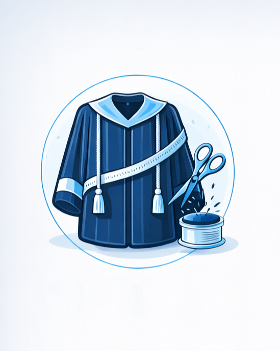 Tailored graduation attire with precise fit